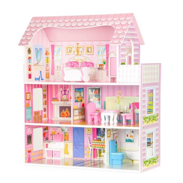 EcoToys leļļu māja ar mēbelēm F0373