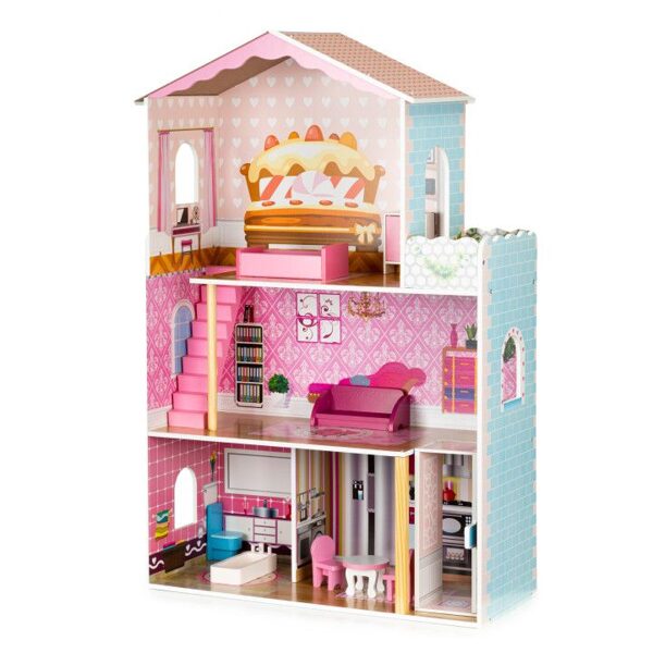 EcoToys leļļu māja ar mēbelēm W08125