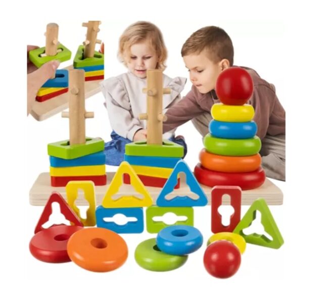 Koka attīstošā rotaļlieta šķirotājs piramīda 19870